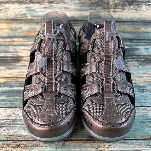 Orthofeet Verona Fisherman Sandals Womens 9W Pewter Faux Leather Comfort Casual - Picture 3 of 10